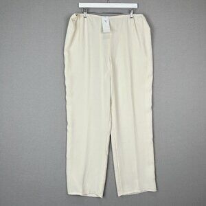 Caroline Rose Womens Pants‎ 1X Beige Matte Crepe Pull-On Straight Trouser Work